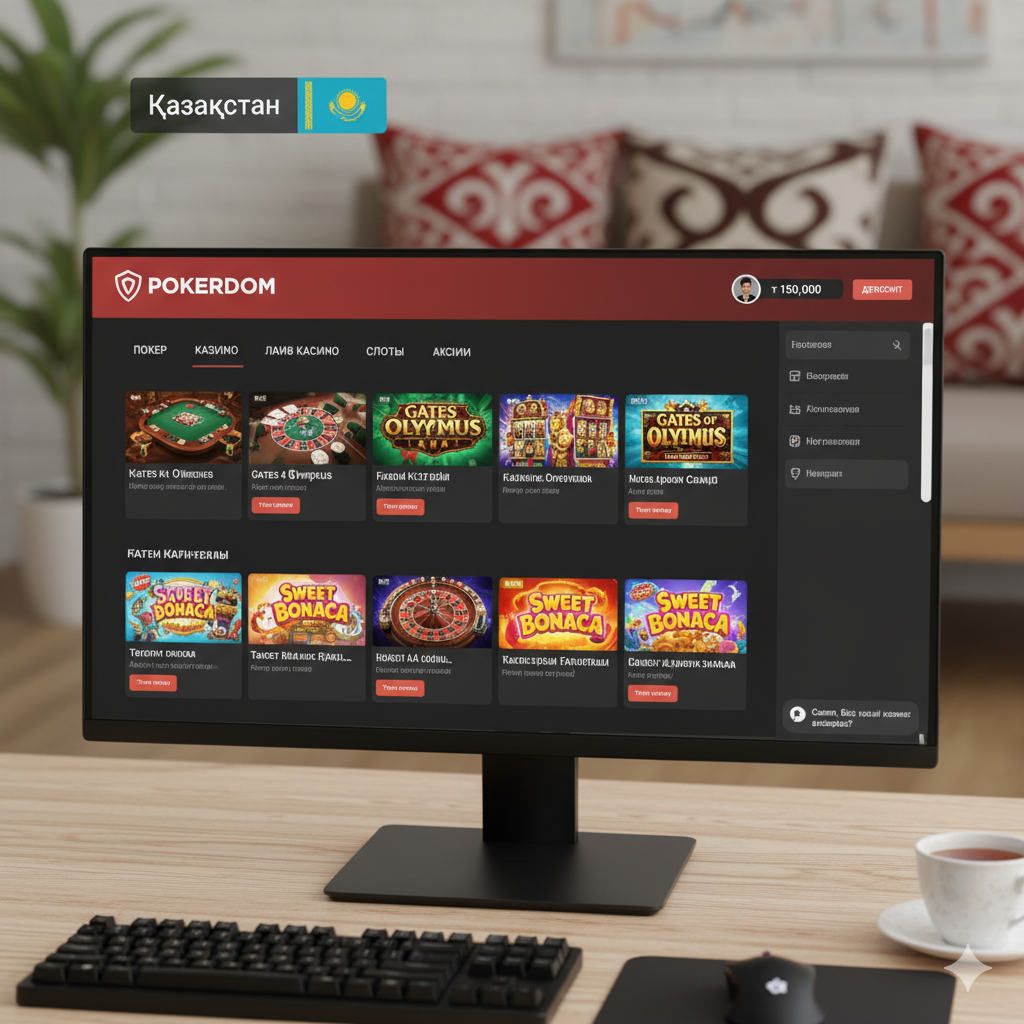 Интерфейс казино Pokerdom для игроков Казахстана