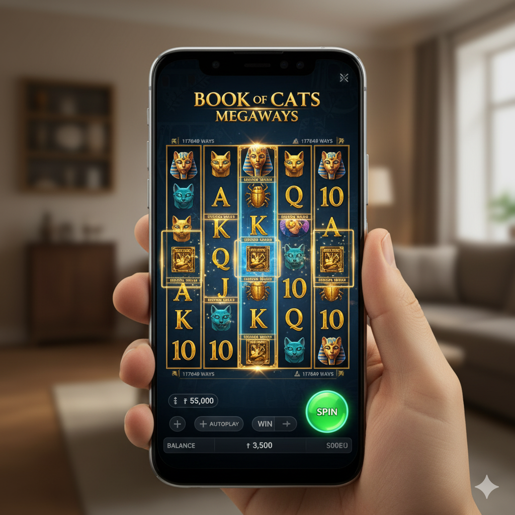 Мобильная версия слота Book of Cats Megaways