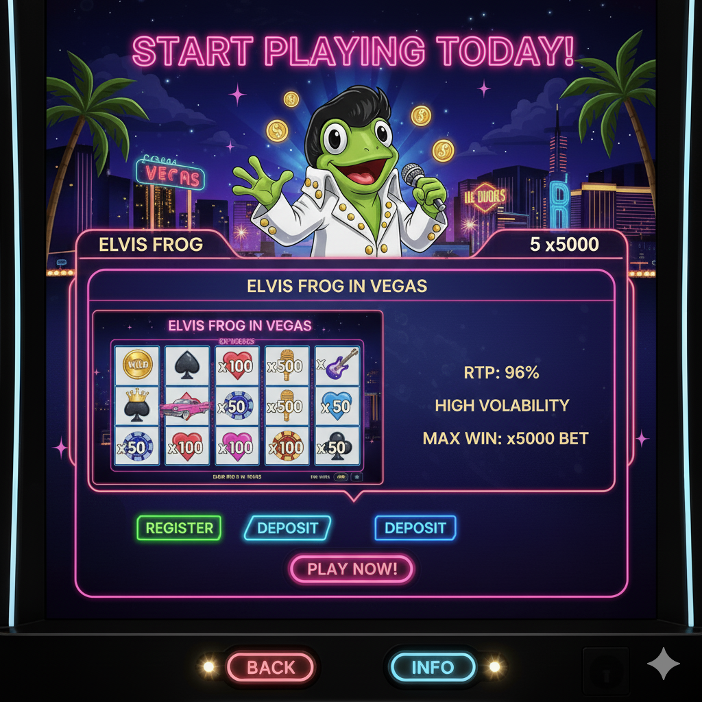 Начните играть в Elvis Frog in Vegas в Pokerdom уже сегодня