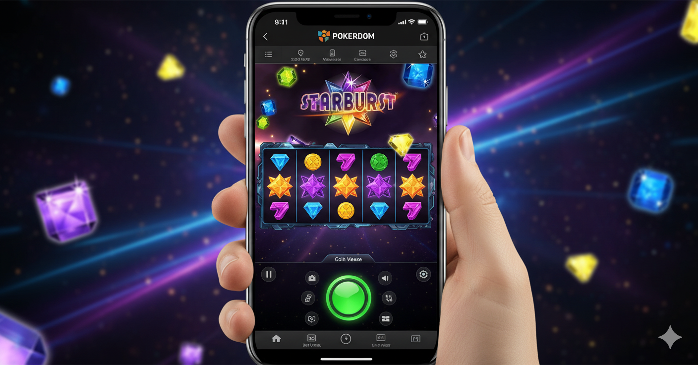 Мобильная версия слота Starburst на платформе Pokerdom для смартфонов