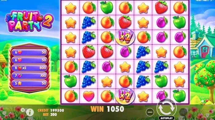 Pragmatic Play ұсынған Fruit Party 2 слотындағы символдардың төлем кестесі