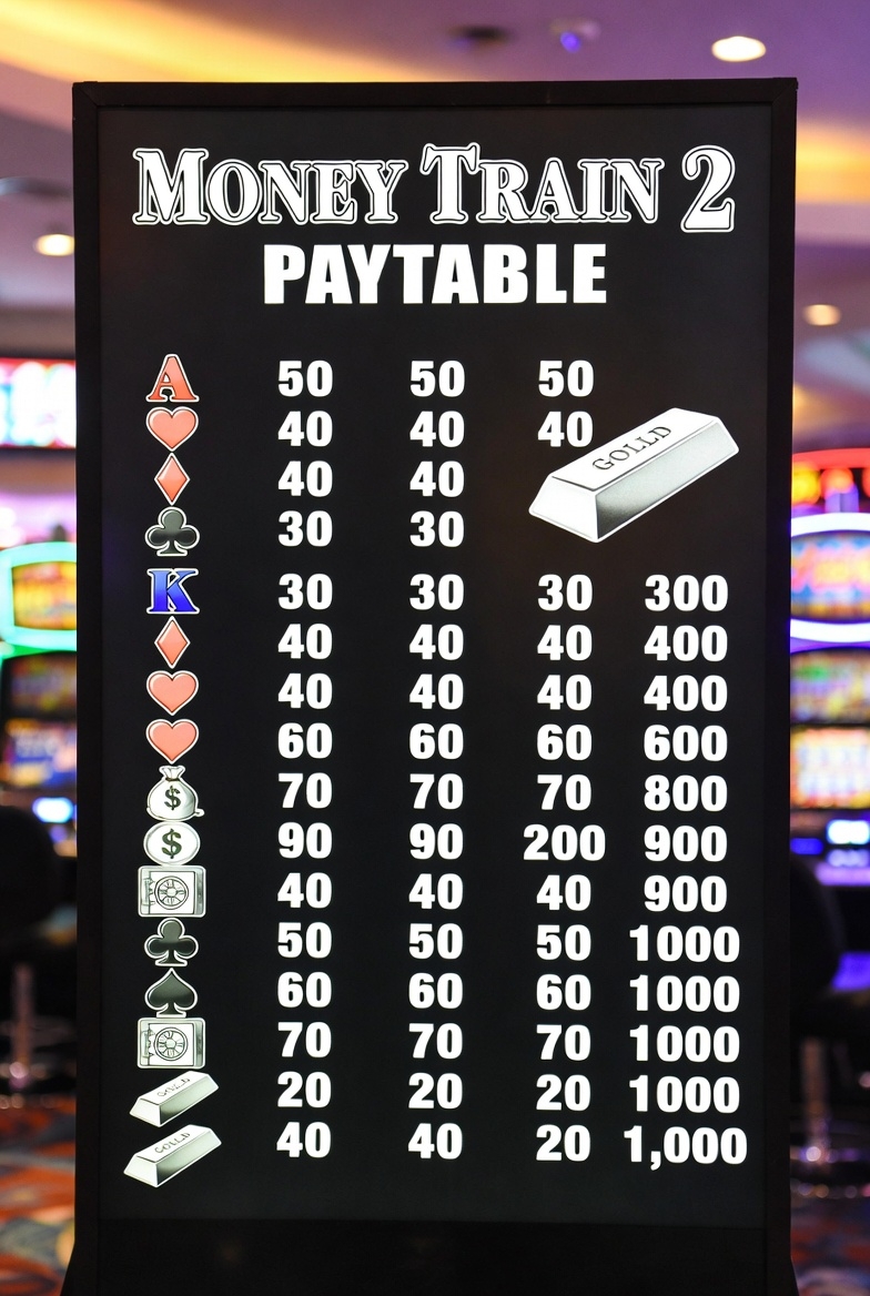 Таблица выплат символов в Money Train 2