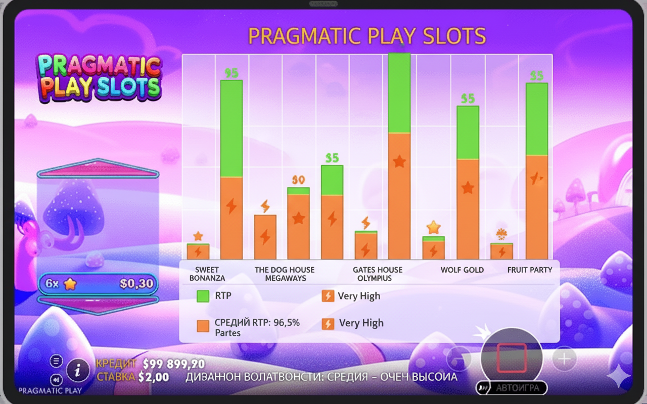 Сравнение RTP и волатильности слотов Pragmatic Play