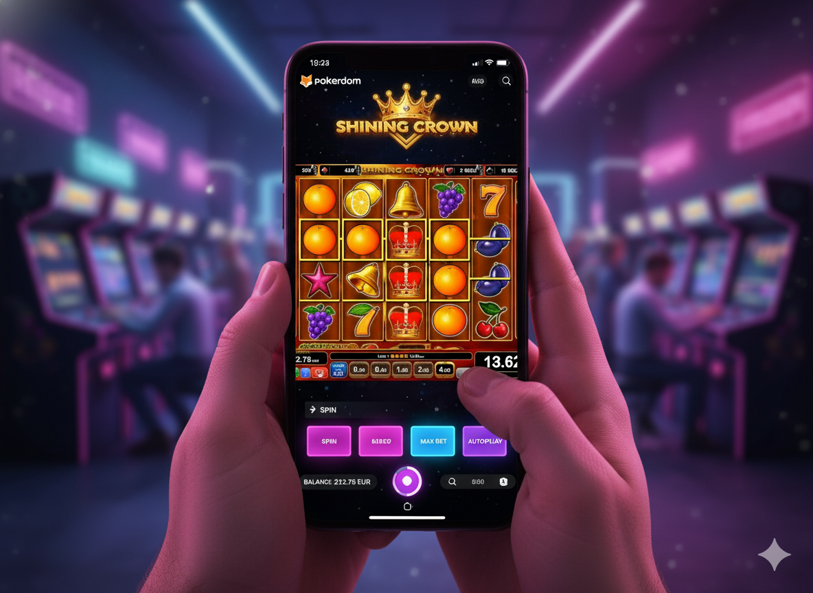 Mobile version of the Shining Crown slot at Pokerdom