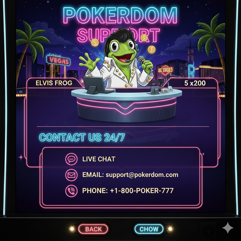 Служба поддержки Pokerdom для игроков Elvis Frog in Vegas