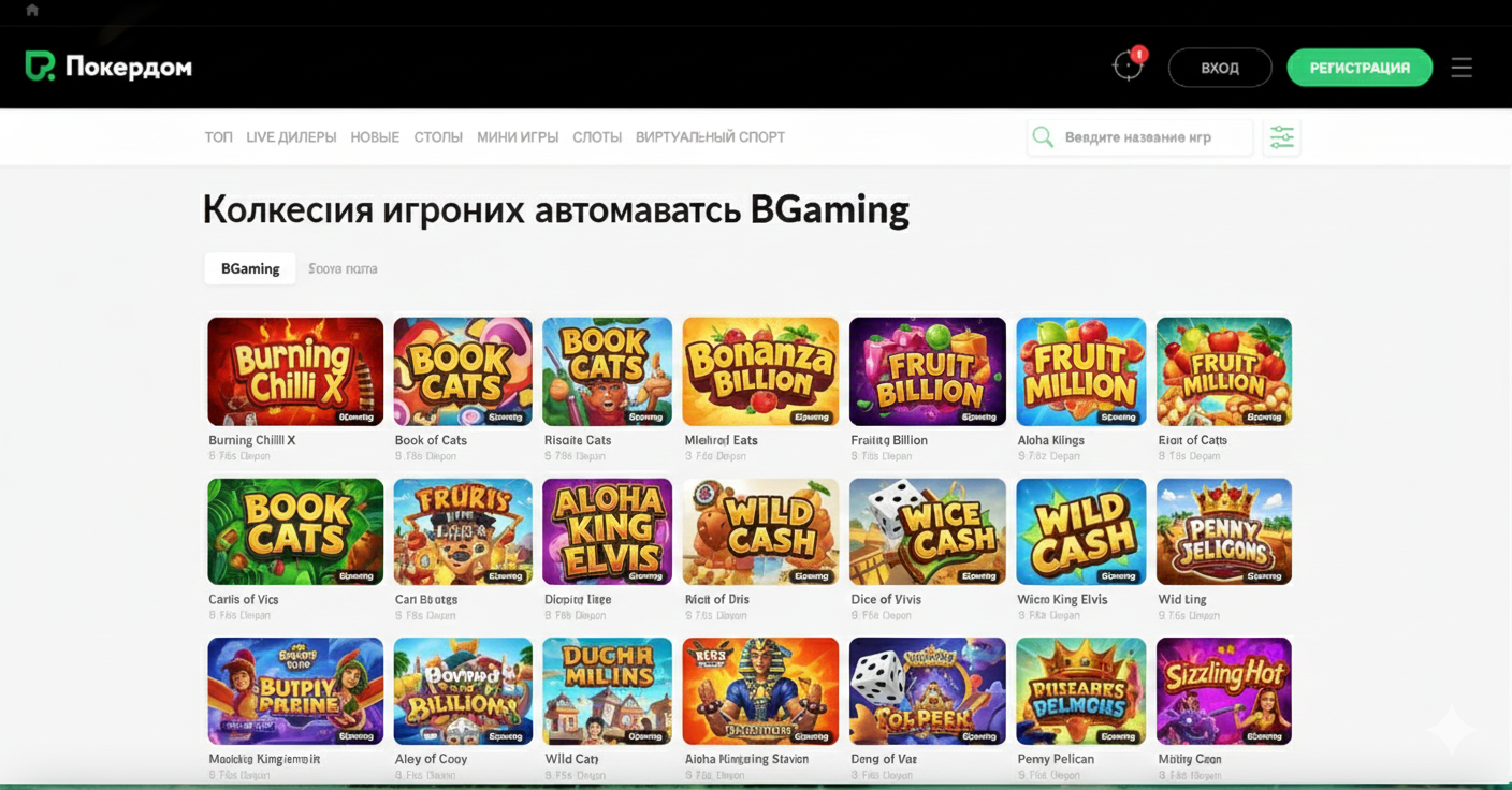 Коллекция игровых автоматов BGaming на платформе Покердом