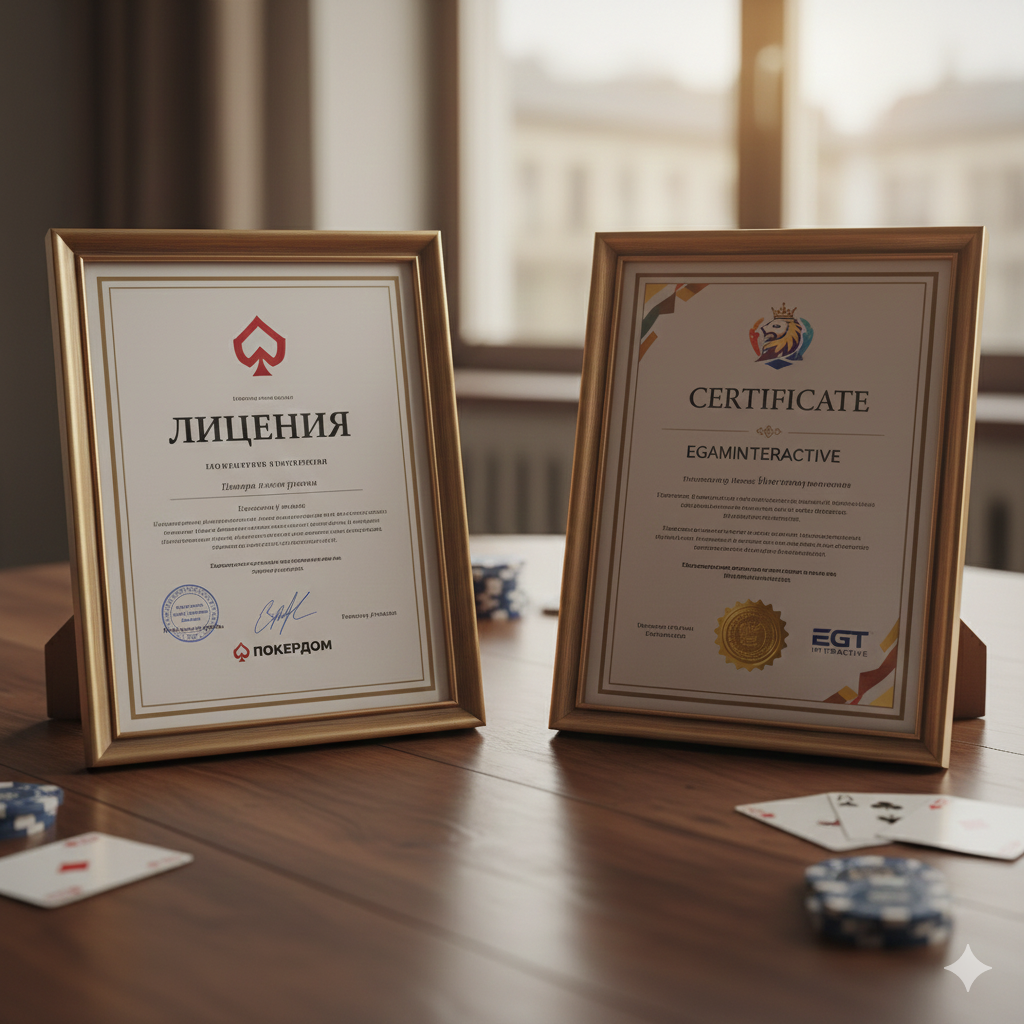 Лицензии и сертификаты Покердом и провайдера EGT