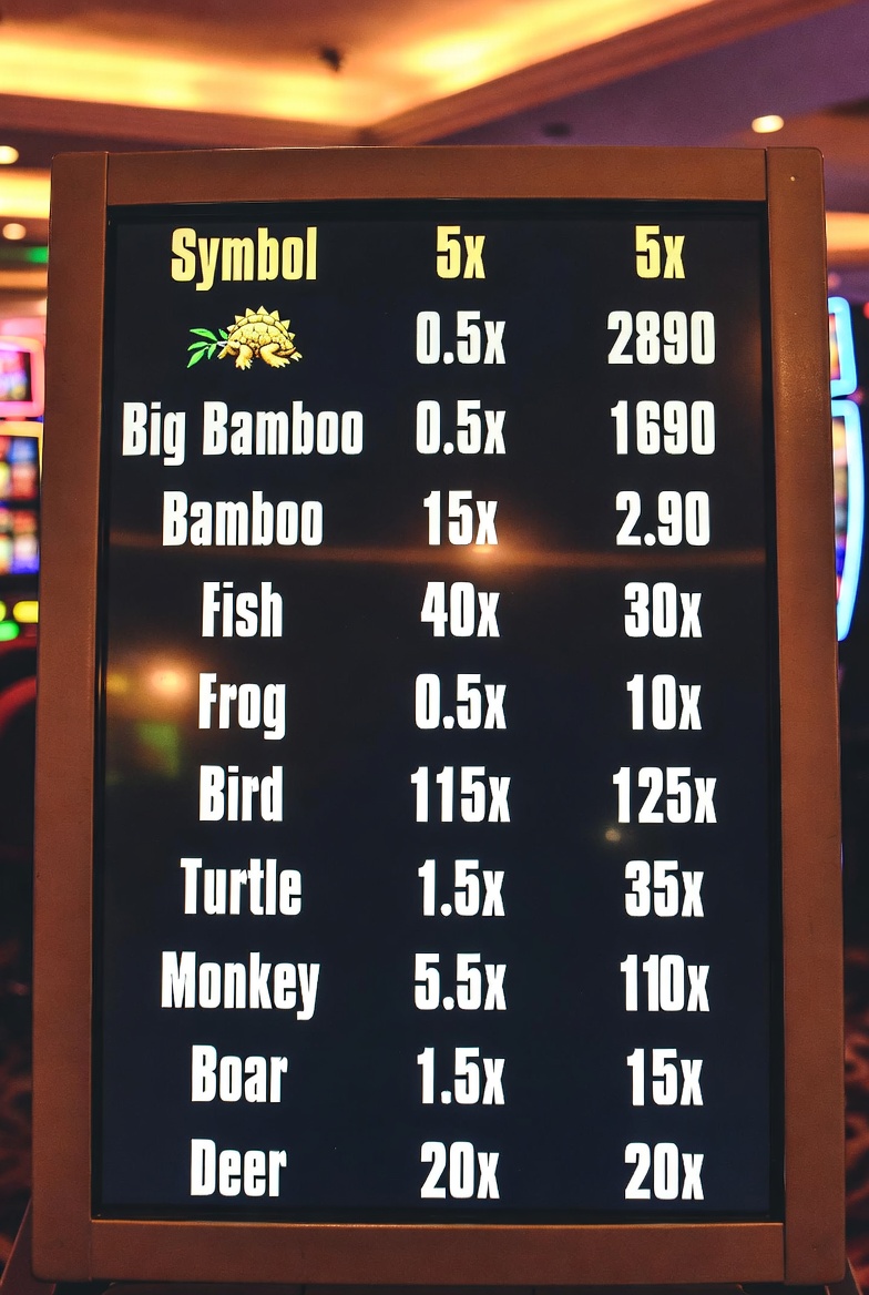 Таблица выплат символов в слоте Big Bamboo на Pokerdom