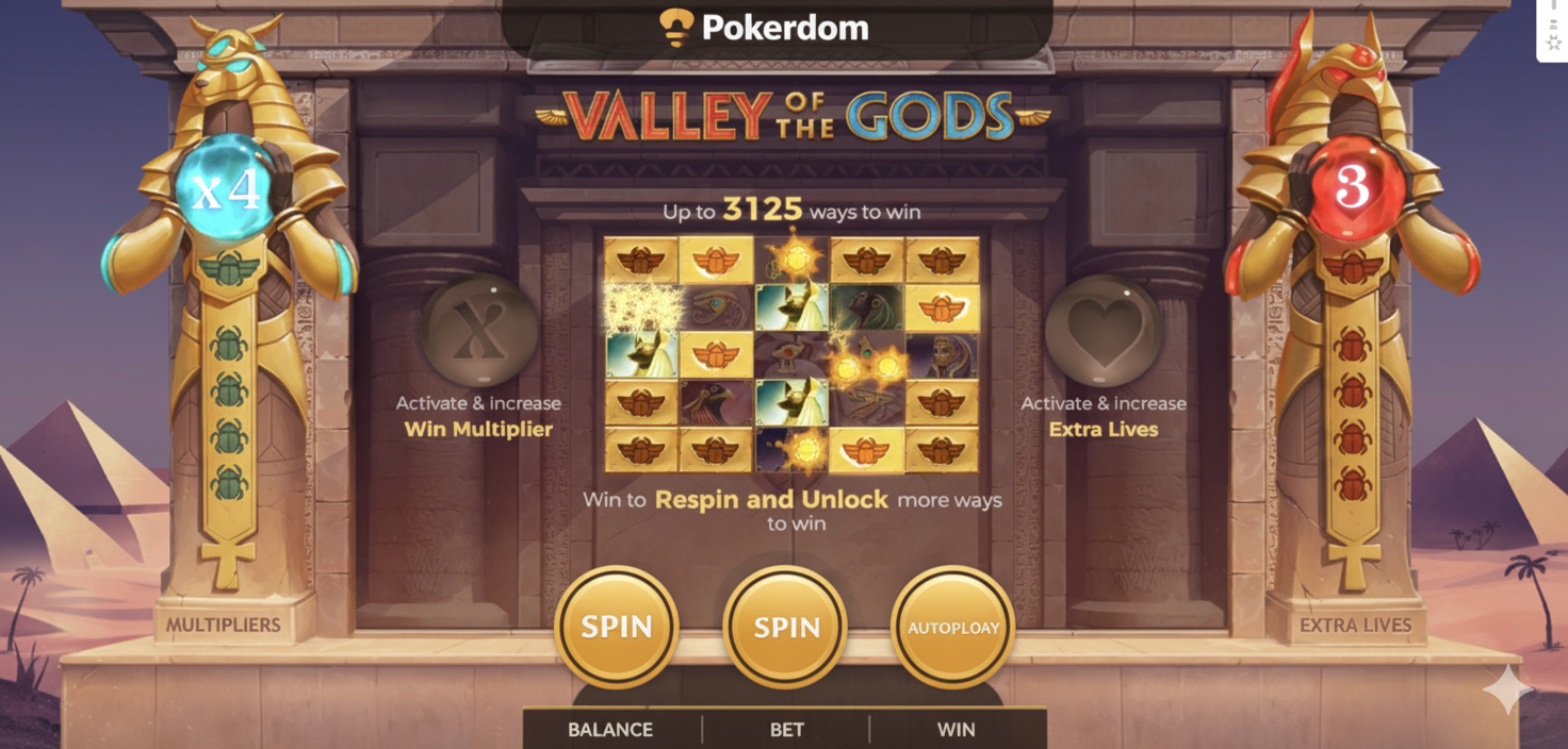 Мобильная версия слота Valley of the Gods в Pokerdom