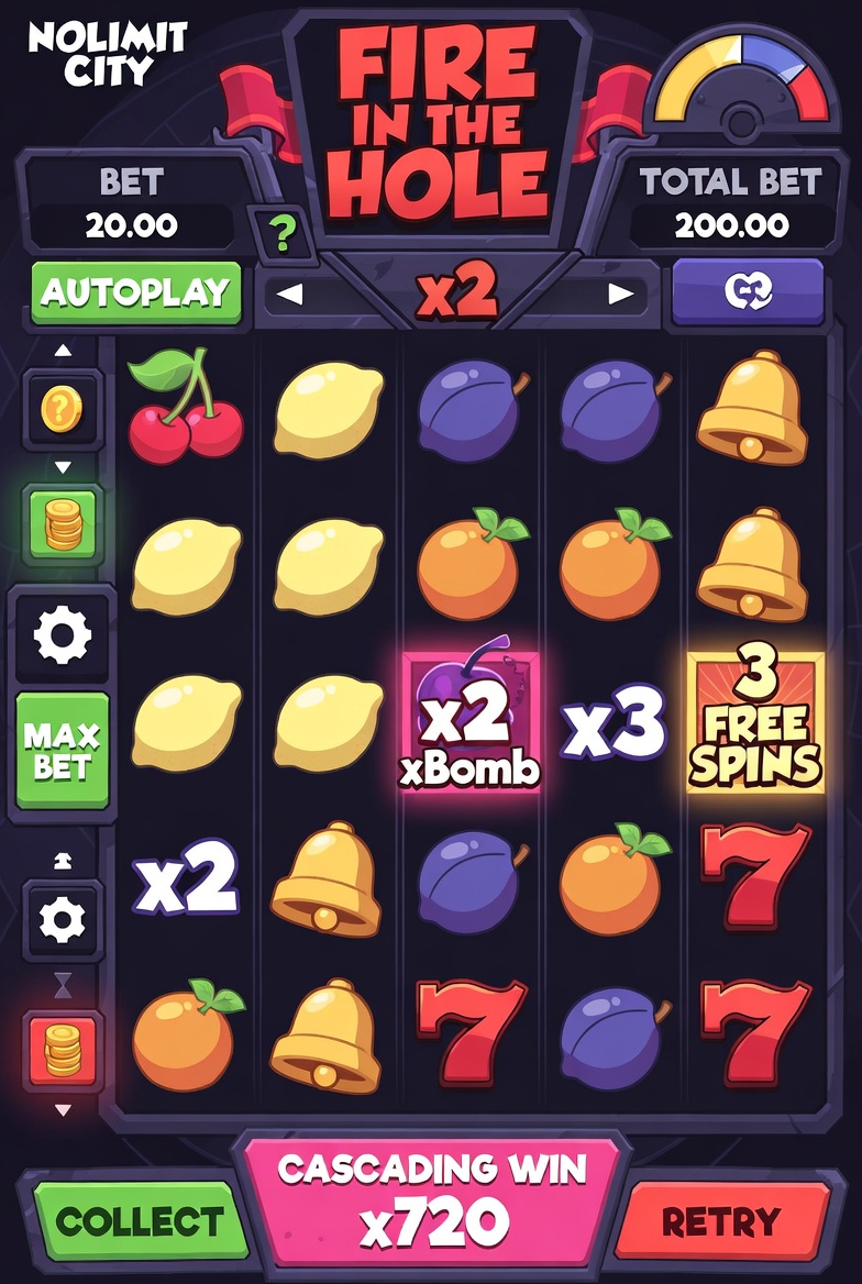 Каскадные выигрыши с множителями xBomb в Fire in the Hole